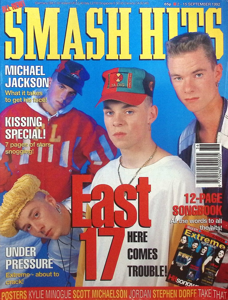 TvDidYouSee's tweet photo. #OnThisDay 2 September 1992 - SMASH HITS
HERE COMES TROUBLE! Are you ready for #East17?
CAN YOU HANDLE IT? Can #Extreme go the distance?
CAUGHT IN THE ACT #BettyBoo makes sure she keeps her teeth clean - "No mum, I won't forget" https://t.co/p7Y9haRHEx