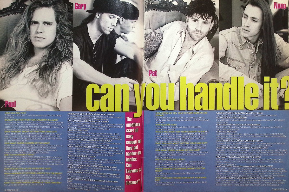TvDidYouSee's tweet photo. #OnThisDay 2 September 1992 - SMASH HITS
HERE COMES TROUBLE! Are you ready for #East17?
CAN YOU HANDLE IT? Can #Extreme go the distance?
CAUGHT IN THE ACT #BettyBoo makes sure she keeps her teeth clean - "No mum, I won't forget" https://t.co/p7Y9haRHEx