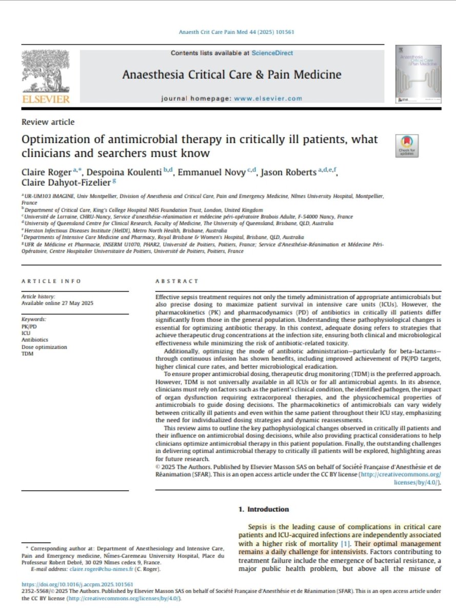 Leo_Santo5's tweet photo. 💊 ¿Estás Seguro de que tu Paciente Recibe la Dosis Correcta de Antibiótico?

🦠Sepsis y Choque séptico
🧬PK/PD
💉Optimización de Dosis
🎯Monitoreo Terapéutico

🔰📚Anaesthesia Critical Care &amp; Pain Medicine

Artículo Completo👇🏻🆓✅
https://t.co/xumUMHaxVK https://t.co/LAnwpwBBy0