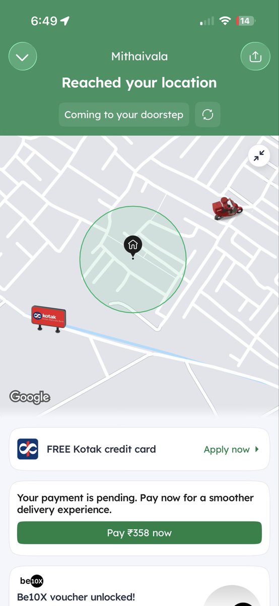 Ashishbhatt360's tweet photo. This is very disappointing. My delivery location was clearly mentioned, but the rider deliberately stood at another location and asked me to change the location . I waited 30mins, requested him multiple times, but he spoke rudely, refused to come, cut the call
(1/2) @zomato https://t.co/Q44NYMrmP1