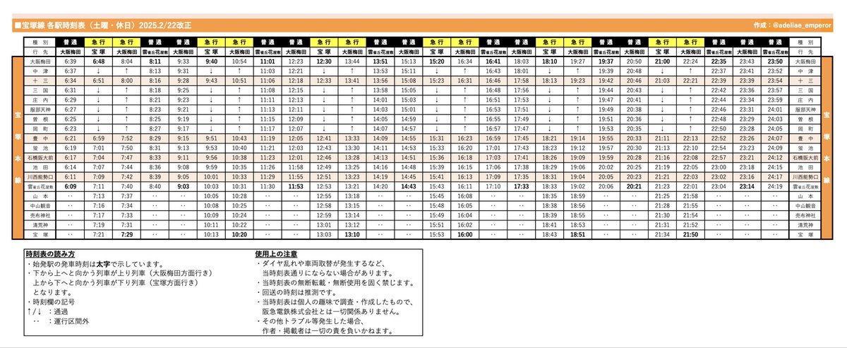 adeliae_emperor's tweet photo. 8/11(火・祝) おさるのジョージ号運行表
🔵神戸線　終日運行⭕️
🟠宝塚線　終日運行⭕️
🟢京都線　終日休み❌

🔵神戸線、🟠宝塚線は24時過ぎまで走りますが、🟢京都線は1日休みの予定です💤

#おさるのジョージ阪急ダイヤ https://t.co/NIyFxjcm4M