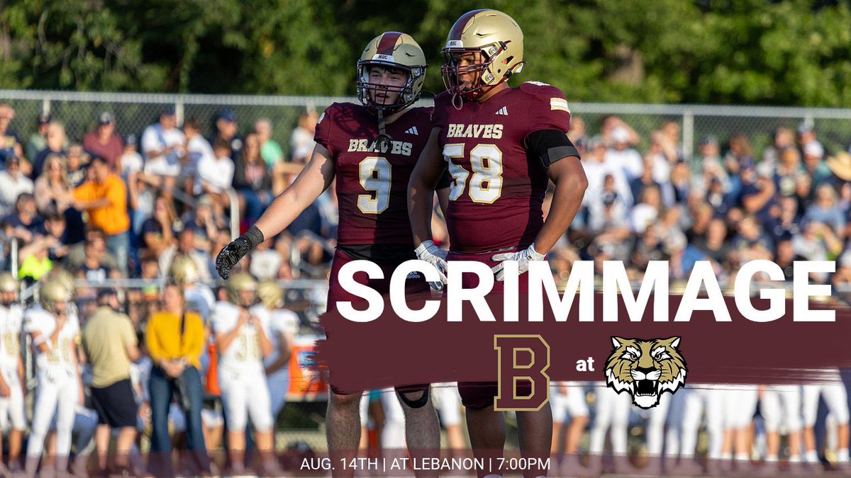 BJPSFootball's tweet photo. Get your first look at the 2026 Braves!
๐: Lebanon
๐
: 8/14/2026
๐๏ธ: at Lebanon
๐: 7:00 PM
๐ค๏ธ: 78F
๐๏ธ: https://t.co/MCx1hHlYDh
#GoBraves | #MOC https://t.co/tReePVAWII