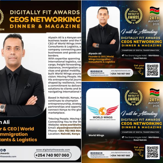 wzaczyfd's tweet photo. A very special shout-out to Mr. Alyasin Ali, CEO &amp; Founder of World Wings Immigration Consultants and Logistics.
The Digitally Fit Awards Gala brings together CEOs, entrepreneurs, professionals, and business leaders for an evening of celebration, networking, connections. https://t.co/FliuBApqPv