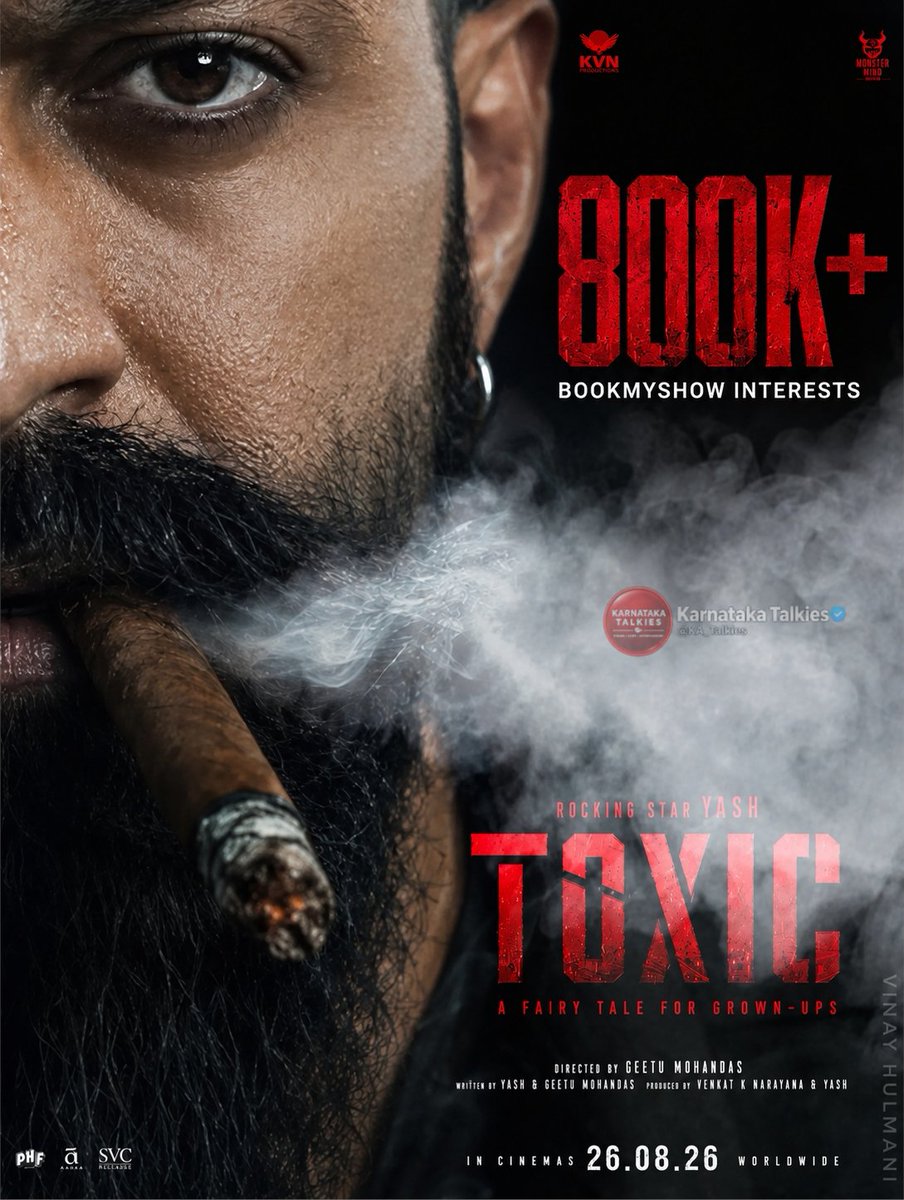 KA_Talkies's tweet photo. #ToxicTheMovie Hits 800K+ Interests on @bookmyshow ✨ 💥 https://t.co/QdUQLG2yZK