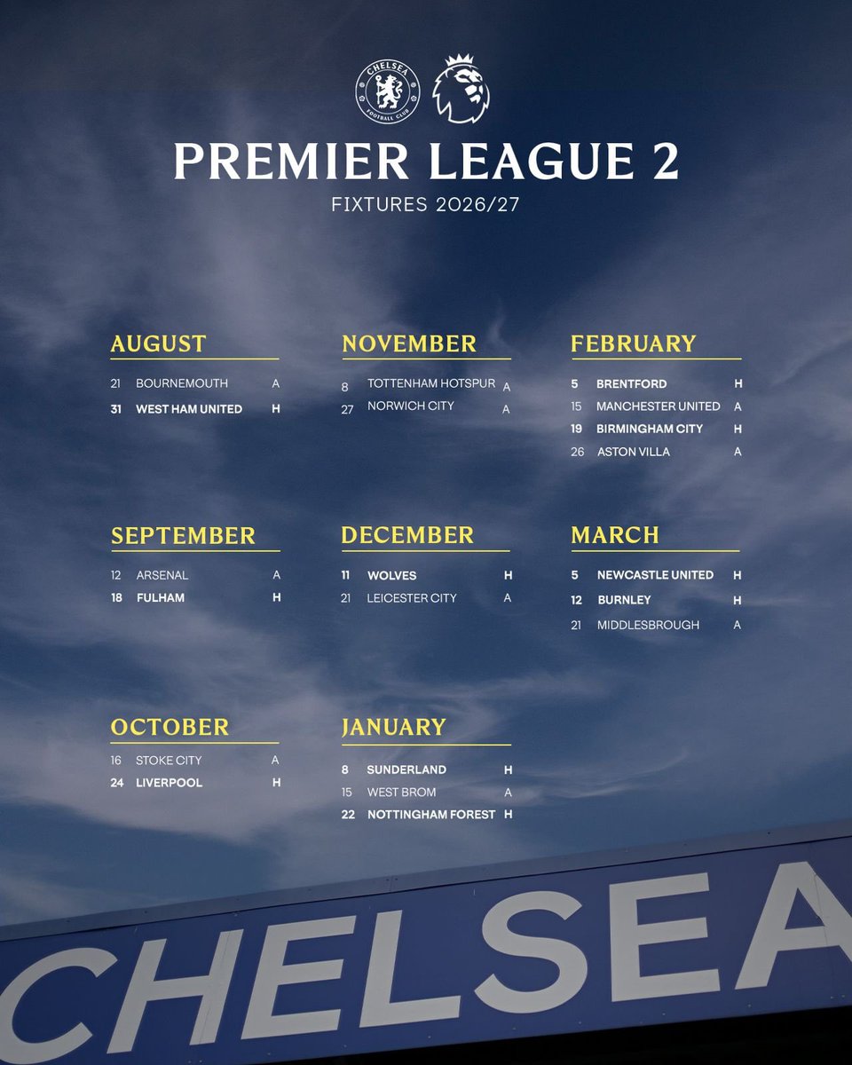 EnochCFC42's tweet photo. Our 26/27 #PL2 schedule has been confirmed. ✅
#CFC 
#Chelsea https://t.co/O3s0ecifq2