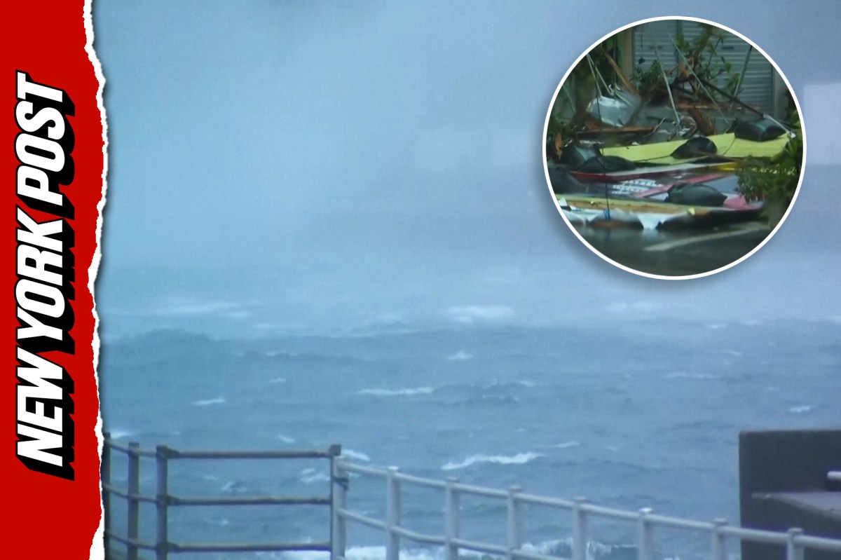 nypost's tweet photo. Typhoon Dolphin batters Japan with strong winds, heavy rain https://t.co/y5tLwB0ulS https://t.co/NYaGNvJ2Cj