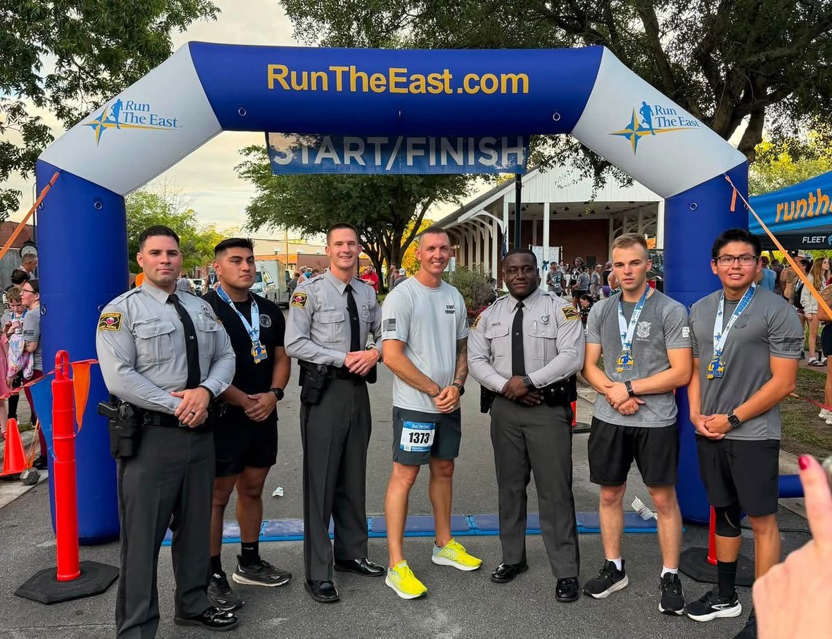 NCSHP's tweet photo. Recently, Troopers from @NCSHP participated in the 13th Annual “Running with the Law,” hosted by the Jacksonville PD in Onslow County. Thank you for representing the Patrol and helping bring law enforcement and the community together. https://t.co/JjcUo7d4YW