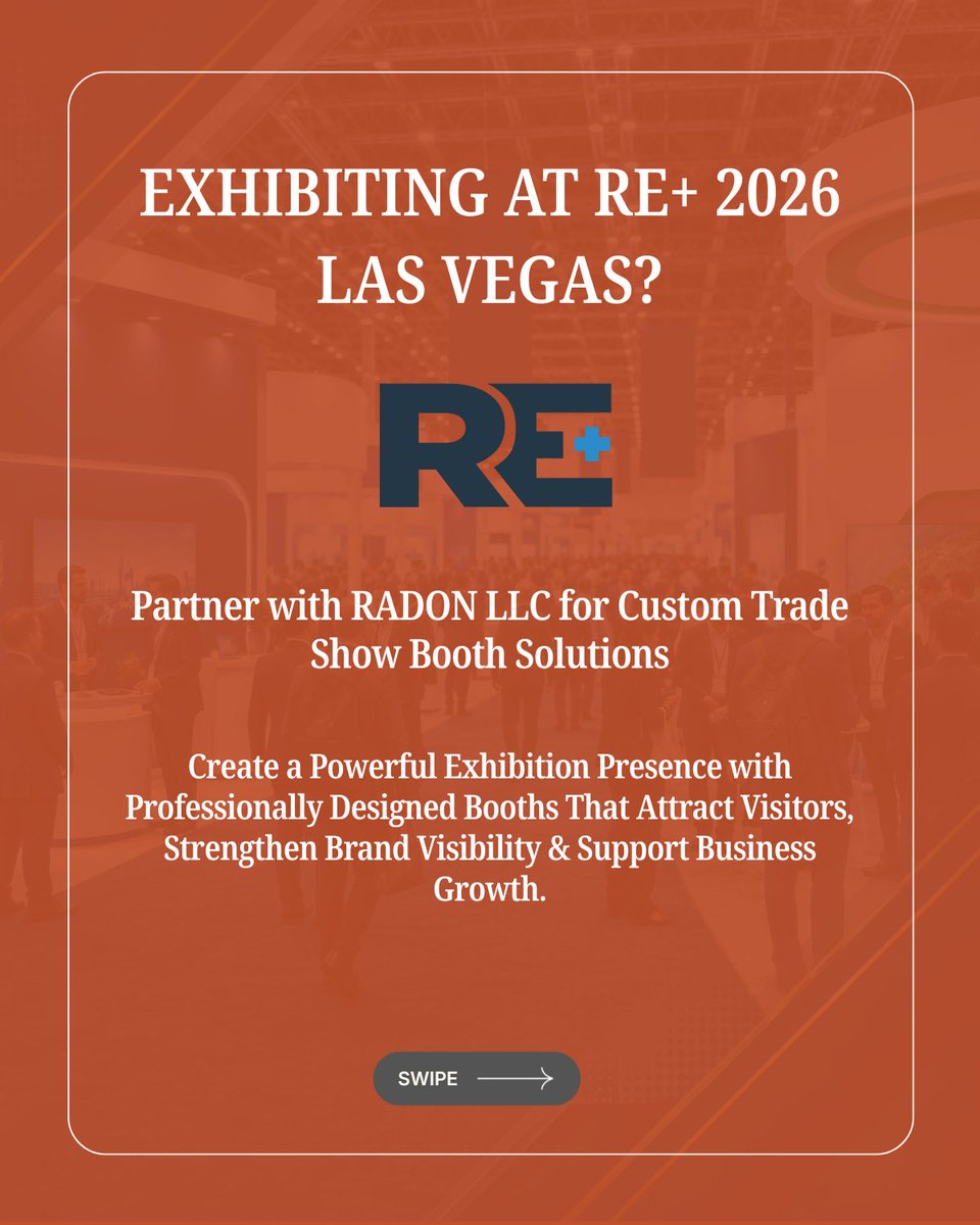 ExhibitionLlc's tweet photo. Planning for RE+ 2026 in Las Vegas? Make your brand stand out with a professionally designed trade show booth by RADON LLC.
📧 info@radonexhibition.com
📞 +1 917 463 3566
🌐 https://t.co/6G8aFK4V1p

#REPlus2026 #TradeShow #BoothDesign #TradeShowBoothBuilder #LasVegas #RADONLLC https://t.co/AOFl3OfT2q