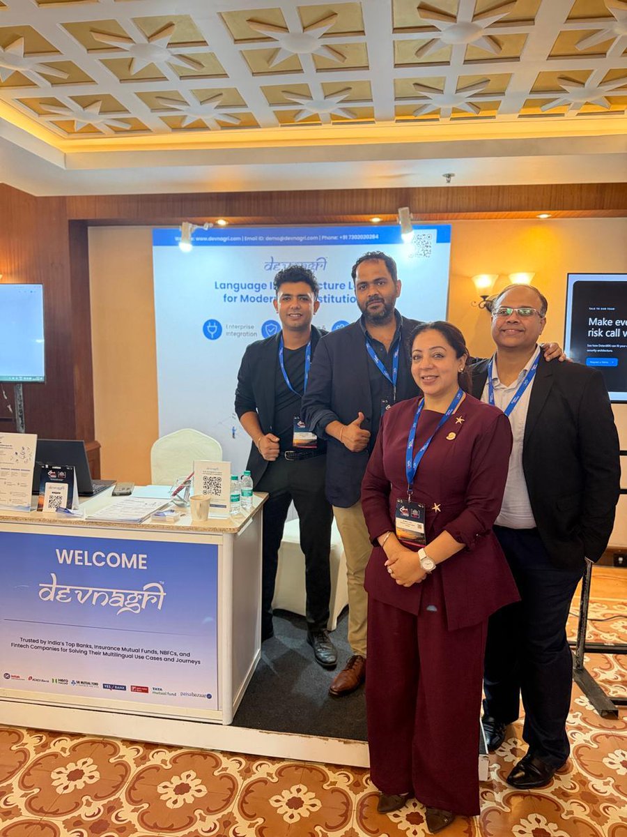 Devnagri_AI's tweet photo. That's a wrap on the 7th Elets BFSI Gamechanger Summit 2026.

Thank you to everyone who connected with the Devnagri AI team. Great conversations on Language AI, enterprise adoption, and the future of BFSI.

See you at the next one!

#BFSIGamechanger2026 #EnterpriseAI #LanguageAI https://t.co/4OpyslQhdb