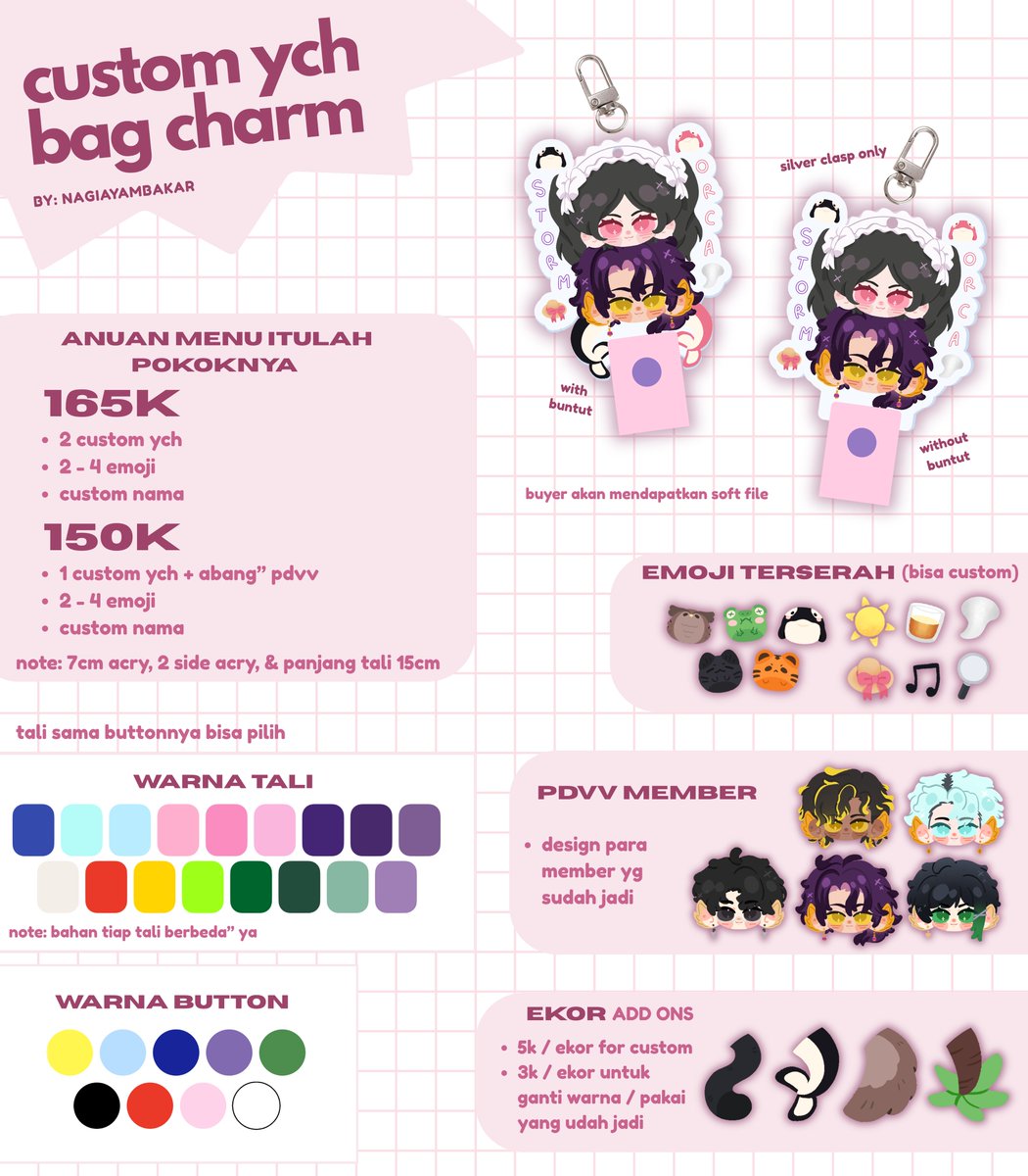 nagiayambakar's tweet photo. [ 🔁 & 🤍 ] 

hi guis! me membuka custom ych bag charm yang bisa di pick up untuk #CF23 nih 😜

🗒️ pengerjaan +-1 bulan 
❕ buyer akan mendapatkan file custom ych mereka
❕ slot 0/10, tutup sampe penuh slot ea (bisa jadi nambah kalau mut)
❕mail order ✅

🔗 https://t.co/VtFsduldt3

tengs kitten, 𝓭𝓪𝓭𝓭𝔂 𝓵𝓸𝓿𝓮𝓼 𝔂𝓸𝓾