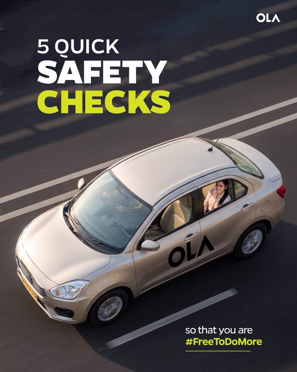 Olacabs's tweet photo. Before every ride, take a few seconds to do these quick safety checks.

Because when you ride smarter, you're #FreeToDoMore

#Ola https://t.co/Hbq5sFCSvH