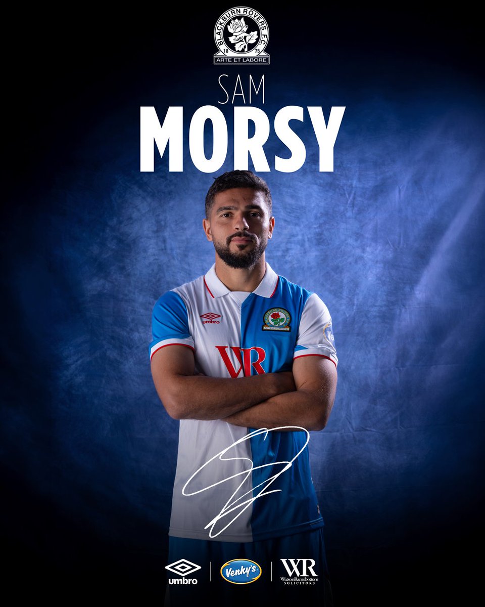 Rovers's tweet photo. ✍️ We are delighted to confirm the signing of experienced midfielder Sam Morsy.

A proven promotion-winner, the 34-year-old becomes our second new signing of the summer window.

Welcome, Sam 👋

#Rovers 🔵⚪️