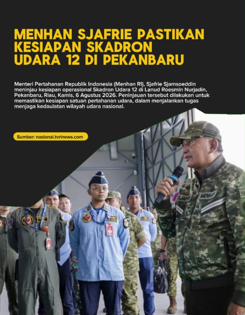 p3mohon's tweet photo. Pak Menhan mampir ke Pekanbaru!✈️ Pak Sjafrie Sjamsoeddin langsung turun ke Lanud Roesmin Nurjadin buat ngecek kesiapan Skadron Udara 12. Langit Indonesia dipastikan aman terkendali! 🇮🇩 https://t.co/ugb3tnTavR