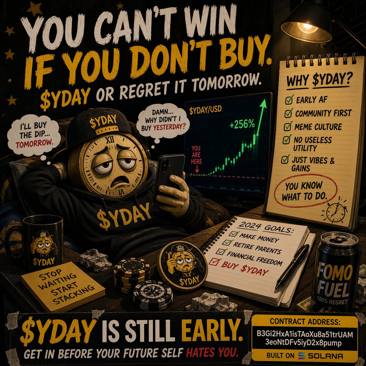YDAYcoin's tweet photo. ⏳👀Everyone wants to be early… until it’s actually early. 

CA: B3Gi2HxA1isTAoXu8a51trUAM3eoNtDFv5iyD2x8pump

#YDAY #Solana #Memecoin #Crypto https://t.co/oj6lTZj6mL
