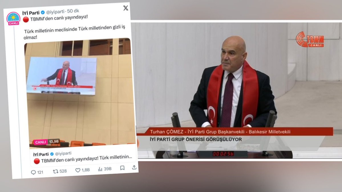muratozer_ist's tweet photo. Böyle siyaset olur mu? 
TBMM tüm görüşmeleri televizyondan canlı yayınlıyor. İyi Parti sanki milleten gizli yapılıyormuş gibi algı yapıyor. Üstelik kendi vekili canlı yayında konuşurken. https://t.co/MUV3Yew1Ni