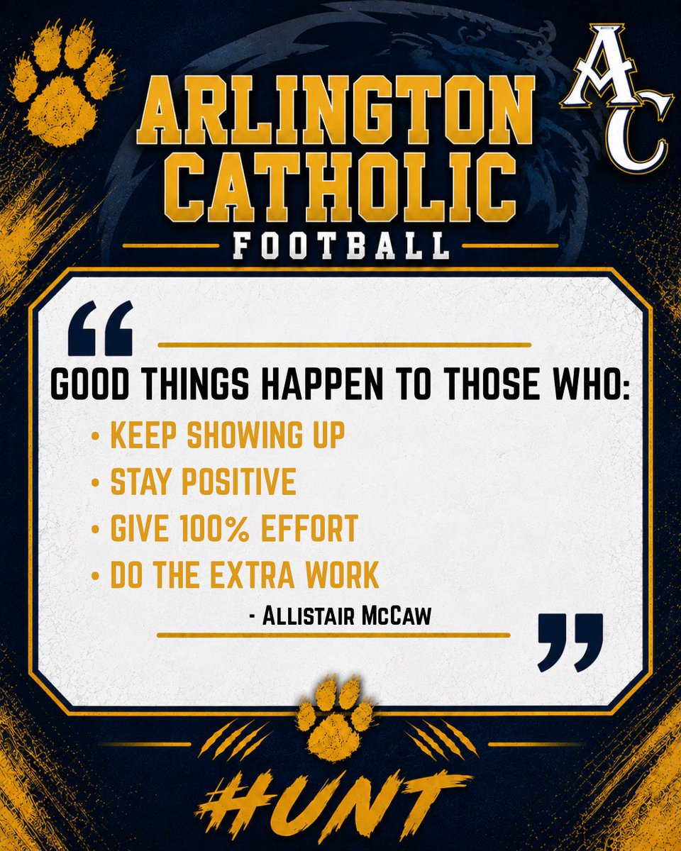 Coach_M_ACHS's tweet photo. Keep showing up.

When it’s hard.
When nobody is watching.
When you don’t feel like it.

Stay positive. Give your best. Do the extra work.

There are no shortcuts!

#Hunt #JoinTheHunt #GoCougars #ArlingtonCatholic #CougarNation #ACFootball #MIAAFootball #MassHSFootball https://t.co/HJ7sXYc2IP