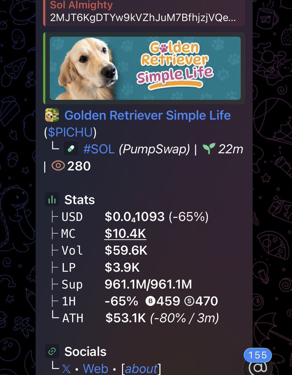 Solalmighty001's tweet photo. Watch your entry on $PICHU

CA>
2MJT6KgDTYw9kVZhJuM7BfhjzjVQeW2e9M2KaV2Cpump https://t.co/PxN45gCR0u