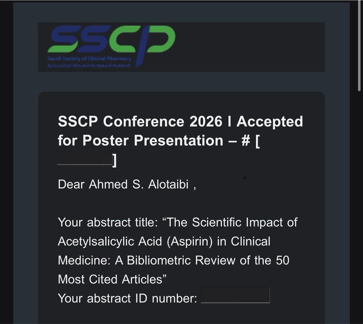 z5w5z's tweet photo. الحمدلله 🎉

Poster accepted!
See you at #SSCP2026 https://t.co/M2jAgEDqJp