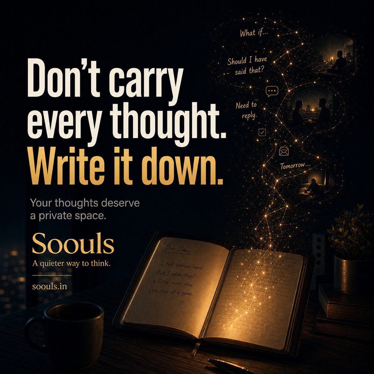 Soouls_in's tweet photo. Your mind doesn’t need to remember every thought. It just needs a place to put them. 🖤

#Overthinking #MentalClarity #SelfReflection #Thoughts #LateNightThoughts #JournalingCommunity #SelfAwareness #PeaceOfMind #Motivation #GrowthMindse https://t.co/gbhtBKeaIJ