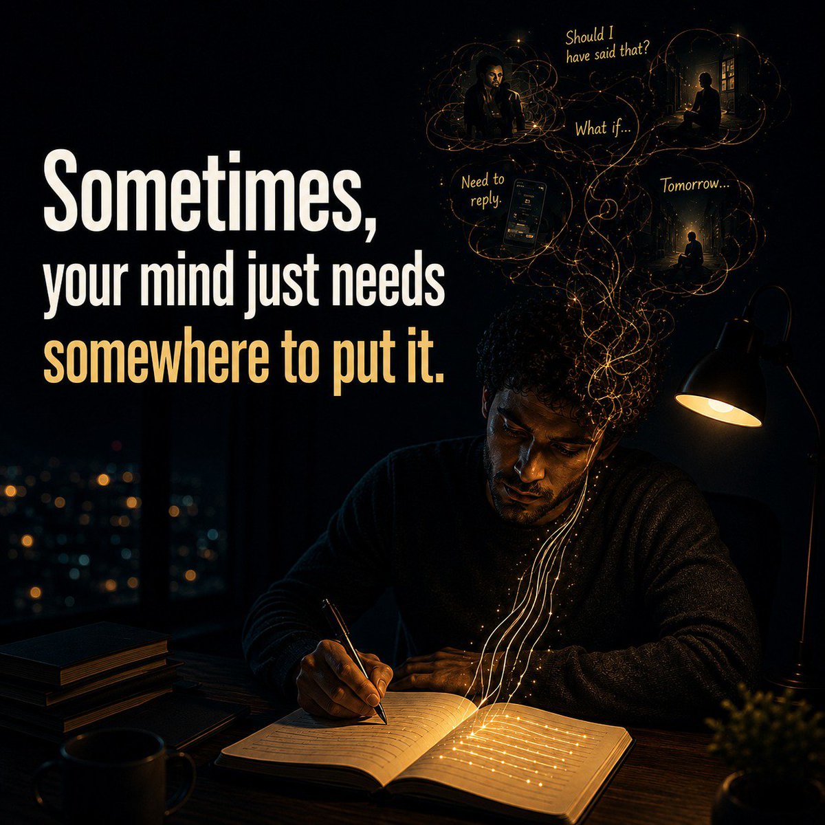 Soouls_in's tweet photo. Your mind doesn’t need to remember every thought. It just needs a place to put them. 🖤

#Overthinking #MentalClarity #SelfReflection #Thoughts #LateNightThoughts #JournalingCommunity #SelfAwareness #PeaceOfMind #Motivation #GrowthMindse https://t.co/gbhtBKeaIJ
