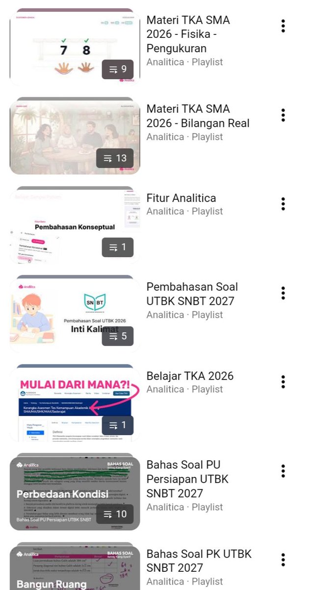 nalibelajar's tweet photo. buat yang masih suka blank pas liat soal tka/snbt mending tonton playlist youtube analitica ini dari sekarang deh 😭 penjelasannya runtut bgt, ga cuma kasih kunci jawaban tapi dibahas konsepnya sampe paham! ​tonton sebelum kehapus atau lupa linknya: https://t.co/BmISec4XmL https://t.co/d6JoprxiNV