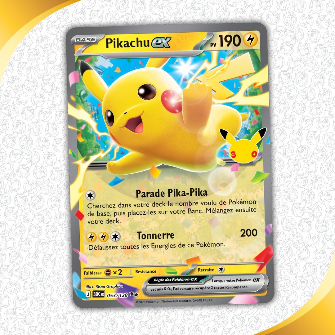 foliofyi_fr's tweet photo. Deux nouvelles magnifiques cartes Pikachu 30ᵉ Anniversaire dévoilées #JCCPokemon #Pokemon30 https://t.co/mkPSvV9NbH