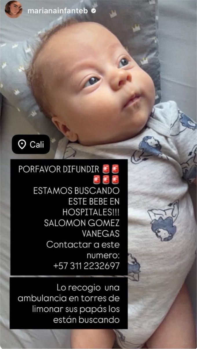 LuLopez7116's tweet photo. @Pablots19 En Cali están buscando a este bebé, por favor difundan https://t.co/s6PXEkhT3t