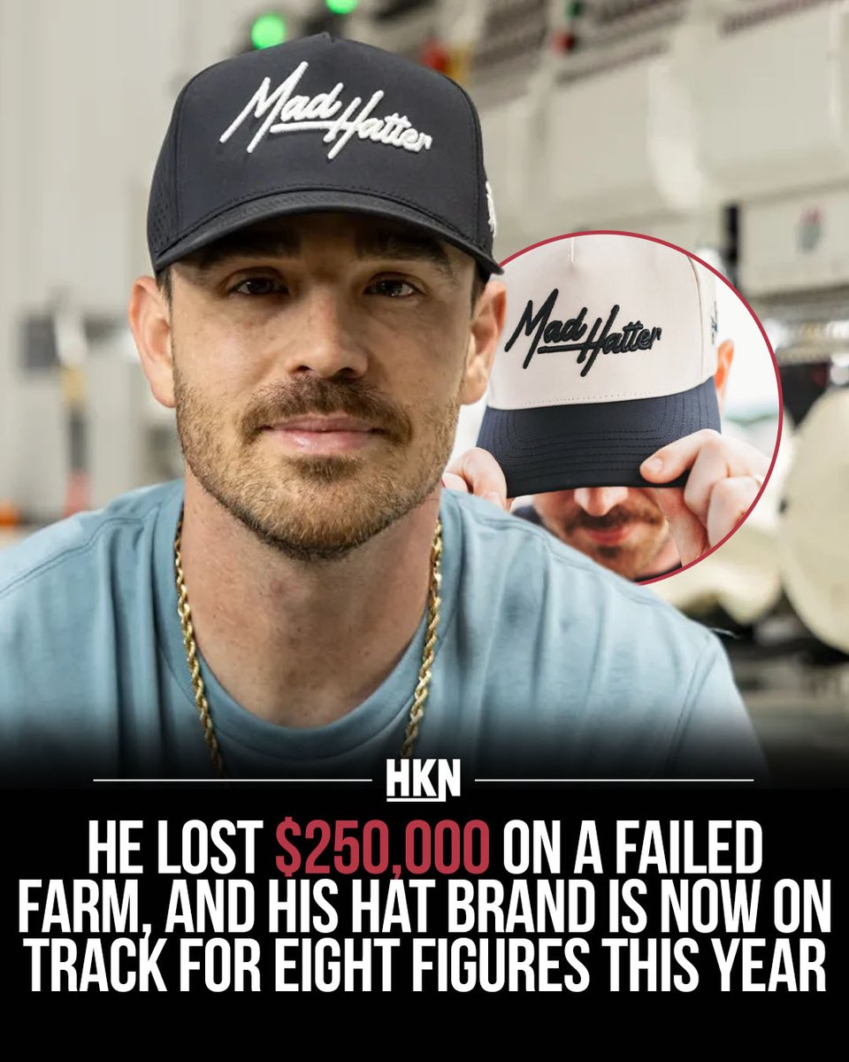 SOHKNetwork's tweet photo. He lost $250,000 on a failed farm. Now his hat brand is on track for eight figures this year.

The pivot? He ditched paid ads and built TikTok Shop into 65% of revenue instead.

What's your comeback story?

#schoolofhardknocks #tiktokshop #founderstory https://t.co/CoPsntr975
