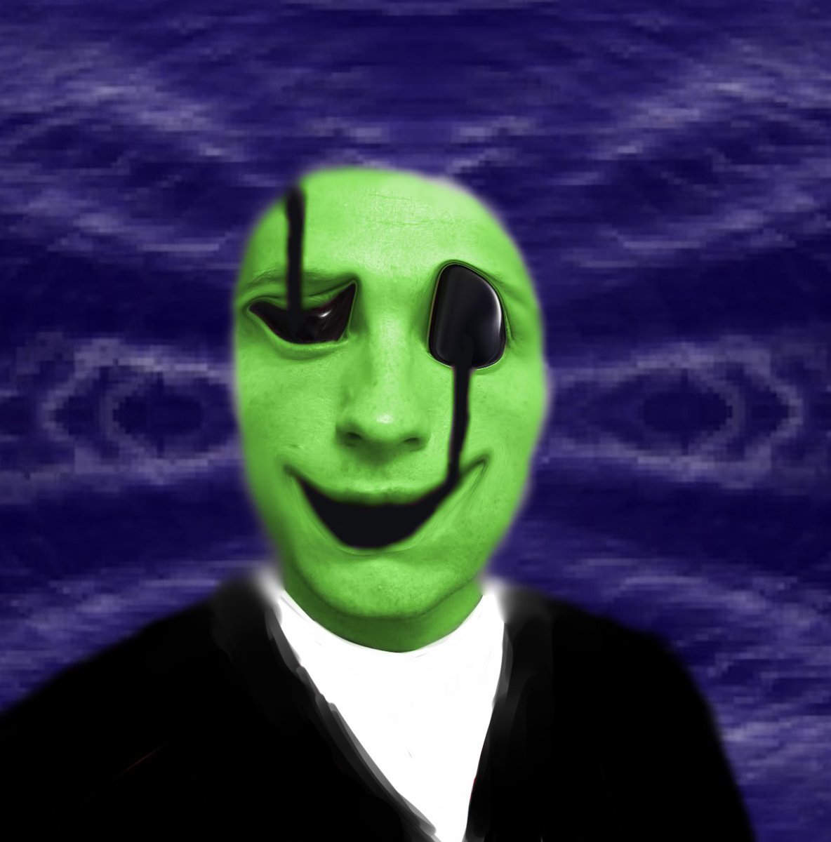foxquarium's tweet photo. babys first hit tweet.... here's green Tom Gaster for the fans and follow me for more Deltarune bs https://t.co/Db4D2xIqWB