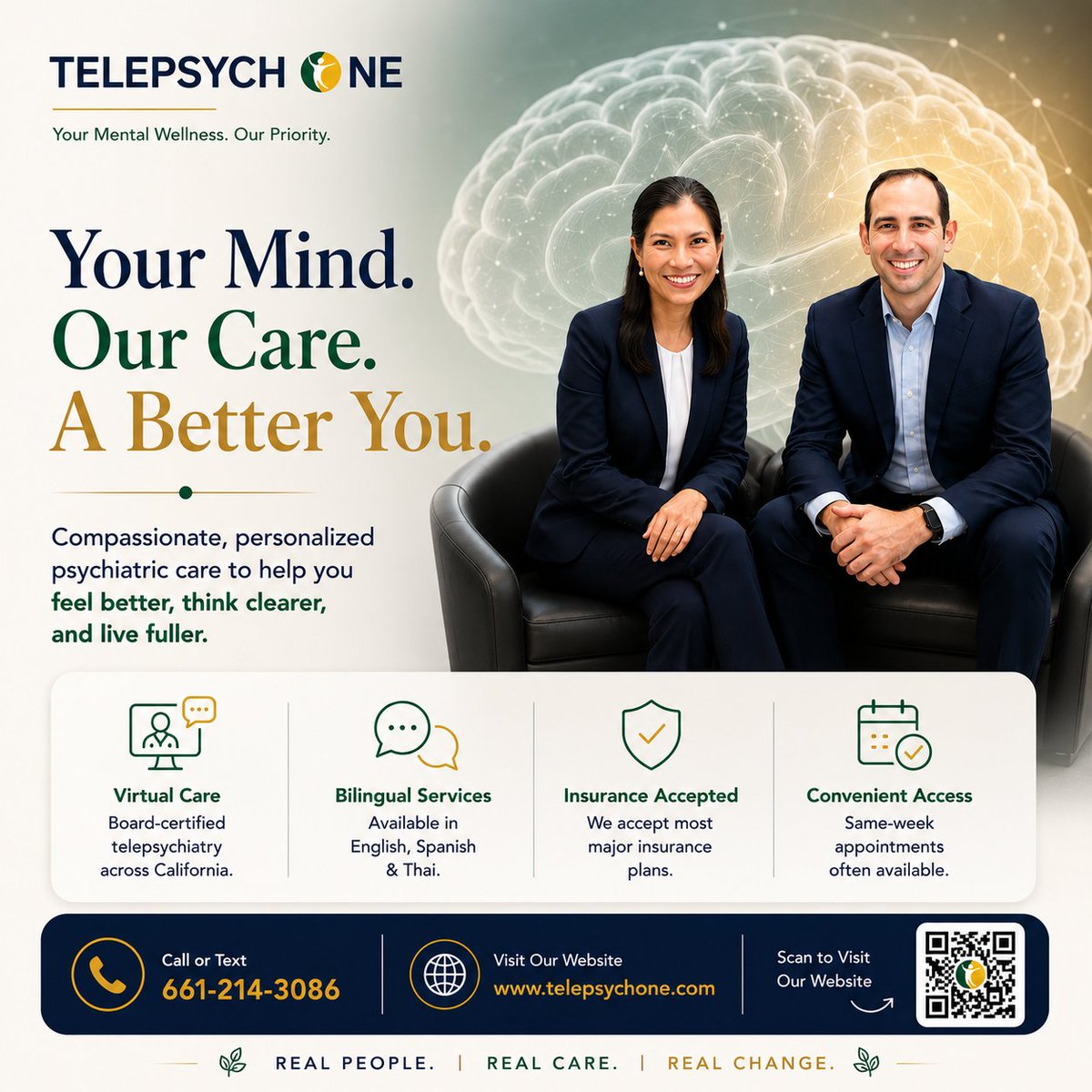 TelepsychOne's tweet photo. Our experienced, compassionate mental health providers dedicated to helping individuals, teens, and families achieve better emotional well-being through  virtual psychiatric care.

Free Consultation Pre Screening Questionnaire : https://t.co/186xX9qWoF https://t.co/vPh1TUI5V0