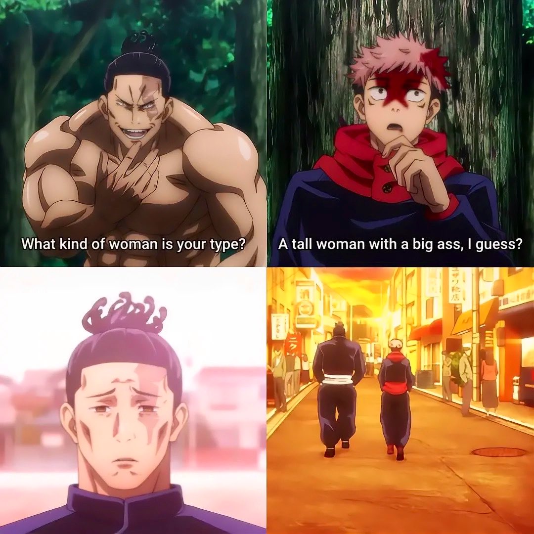 JJKFrames0's tweet photo. Todo really found his soulmate in Yuji😂😭
what if Todo never asked Yuji what his type was?😂 https://t.co/nPkWzzQUxC