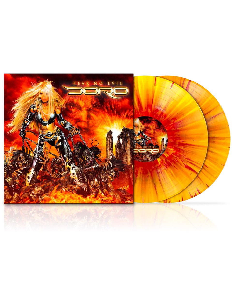 DoroOfficial's tweet photo. These brand-new beauties are up for pre-order now!
"Fear No Evil" on yellow/red splatter gatefold double vinyl
"Warlock Triumph &amp; Agony Live" on blue/white split vinyl
Check them out here: https://t.co/HAcNmNF48o  
🤘💪❤️🙏
#Love, #Doro Pesch

#doropesch
#conqueress
#warlock https://t.co/5rhngcgpg1