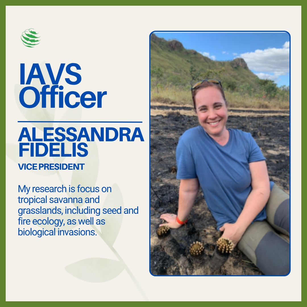IAVS5's tweet photo. Meet our Vice President Alessandra Fidelis! 🌿 

#IAVS #Vegetation #Grasslands #FireEcology #InvasiveSpecies https://t.co/dbcBhzdsKr