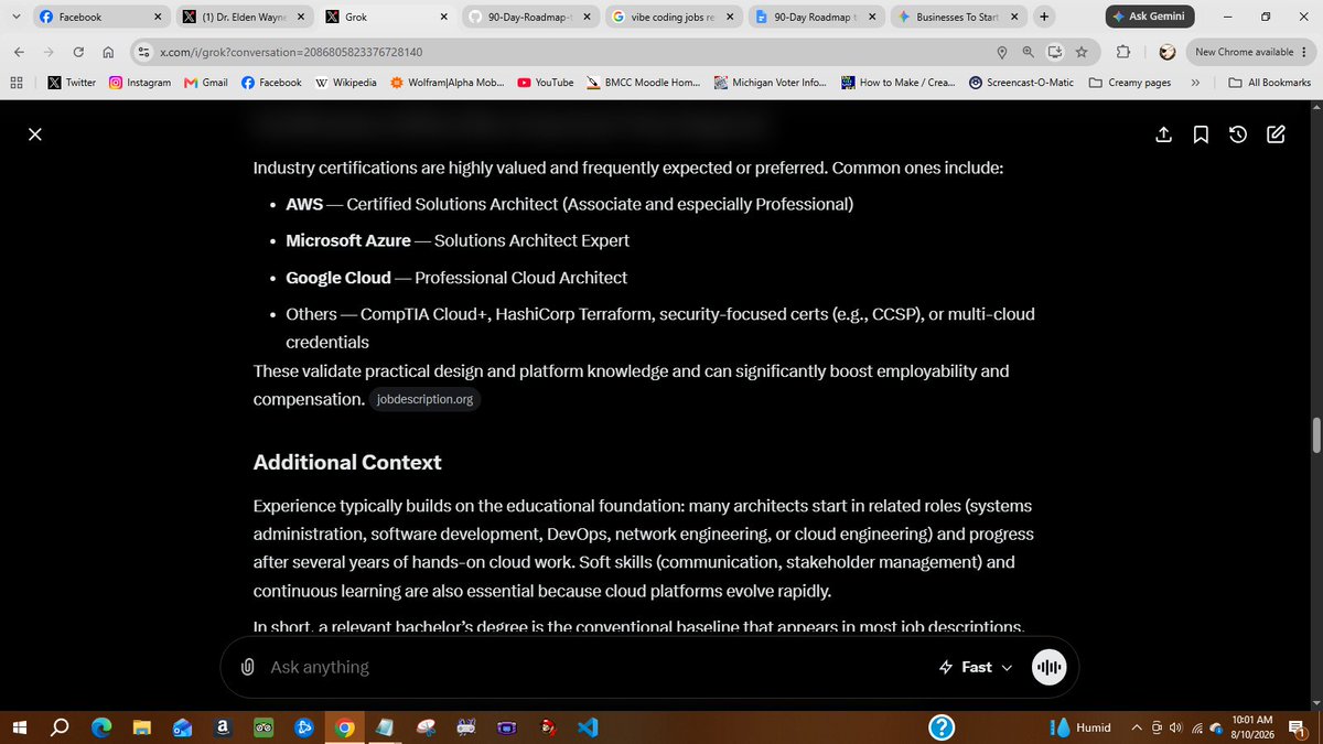 wayne_effect's tweet photo. "Most Cloud Solutions Architect roles expect a bachelor’s degree in a related field, though practical experience and certifications often matter more than formal education, and some positions accept equivalent work experience." https://t.co/vjECWceJM7