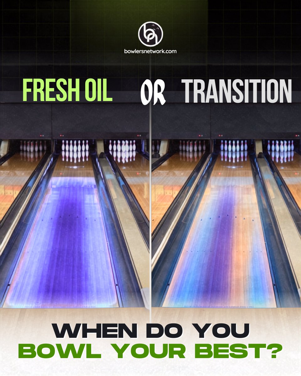 BowlersNetwork's tweet photo. Fresh Oil or Transition: When do you bowl your best? 🤔🎳
Each one rewards a different style.
💬 Comment your lane condition preference!
#BowlersNetwork #LanePlay #FreshOil #TransitionOil #LeagueBowling https://t.co/o7pdVgEZDe