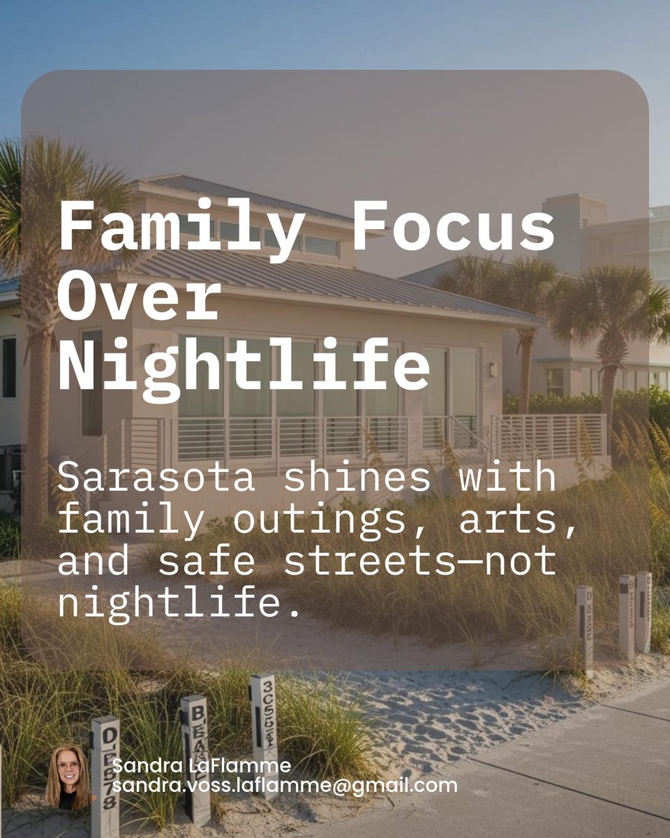 SandraELaFlamme's tweet photo. Sarasota blends coastal luxury with true multigenerational energy, think family outings, arts, and safe streets over nightlife. How does your ideal community balance fun for all ages? https://t.co/MghlSbTFhW