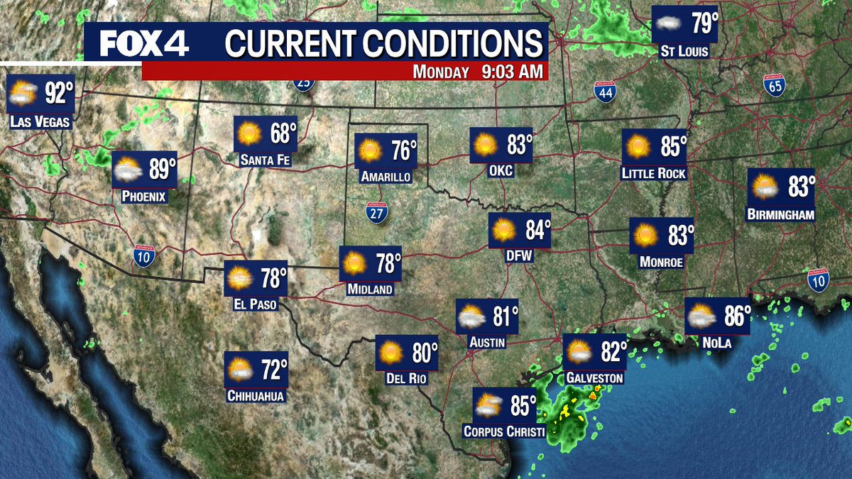 Fox4Weather's tweet photo. Currently across the region... #fox4weather #txwx https://t.co/YMF7WAJSNi