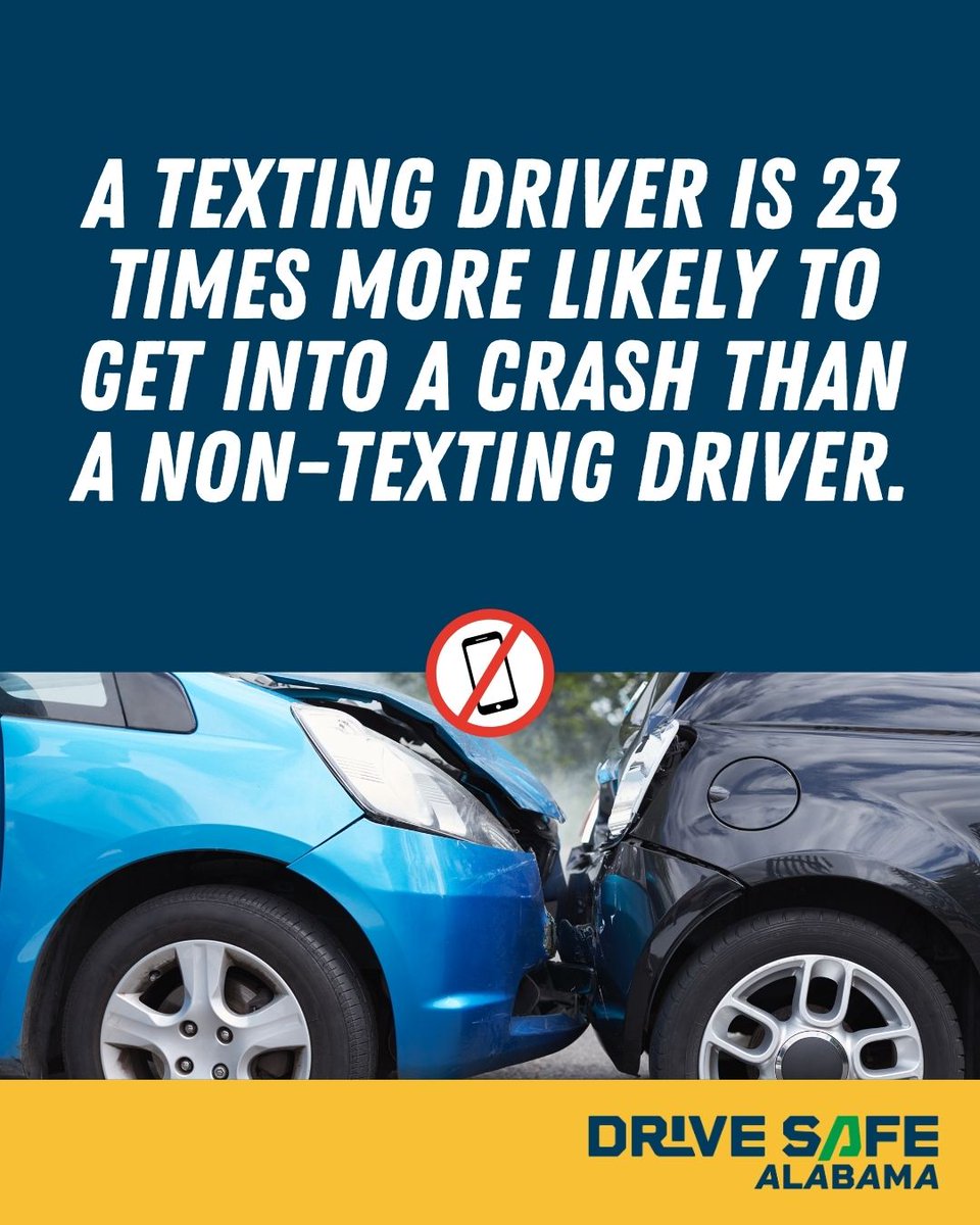 DriveSafeAL's tweet photo. Be lazy about your phone—not your driving. The stats don't lie. That text can wait! 🛑 

#NationalLazyDay https://t.co/2RnXsjdizk