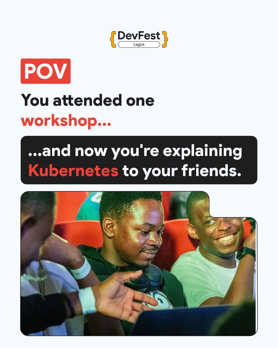 gdglagos's tweet photo. POV: you came for DevFest Lagos and left with more than just conference photos. 👀

New skills. new people. new opportunities. maybe even your next big break.

Get your DevFest Lagos ticket. You never know what starts with “hi.” 🚀

https://t.co/2iOZMAgB7E  https://t.co/yTM6xQ5daG