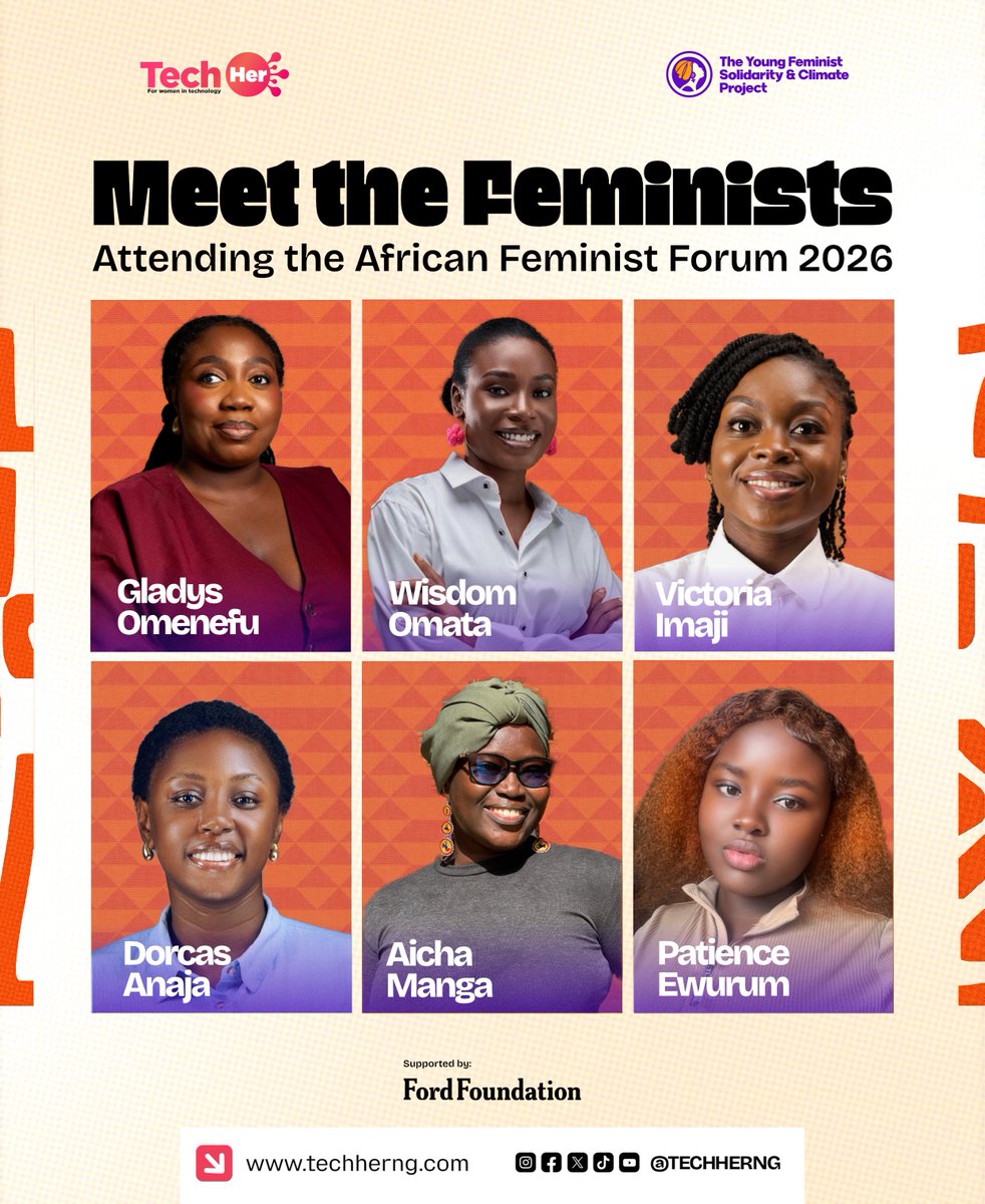 TechHerNG's tweet photo. 20 years of African feminist organising, generations of resistance and now THE WOMXN HAVE ARRIVED!

Team TechHer has touched down in Windhoek for AFF2026, the 20th African Feminist Forum, carrying the energy of the Young Feminist Solidarity and Climate Project (YFSCP) with them.

We’re not here just to witness history.

We’re here to shape what comes next.

HASEGO! TechHer's Womxn Have Arrived✊🏾

#AFF2026 #HASEGO #TechHer #TheWomxnHaveArrived #AfricanFeminism #ClimateJustice