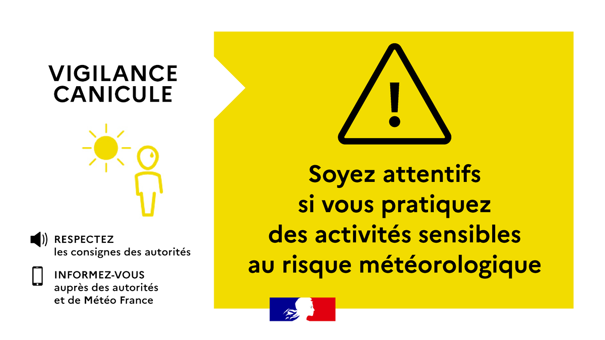 PrefAquitaine33's tweet photo. #Vigilance🟡🌡️| Le département de la #Gironde est placé en vigilance JAUNE pour le risque canicule demain (mardi) à partir de 12h. 

Suivez l'évolution de la situation sur https://t.co/eINoVDUAS4 https://t.co/upPAytF1P8