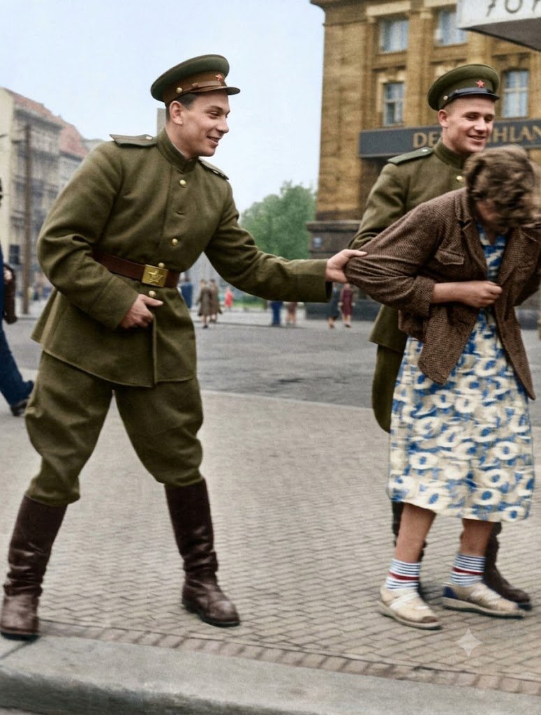 VoicesofWW2's tweet photo. In 1945, as the Red Army pushed into eastern Germany and took Berlin, historians estimate that close to 2 million German women were raped. Around 100,000 in Berlin alone. It is one of the largest mass rapes in recorded history, and most people have never heard a single word about it.

It did not begin in Berlin. As Soviet forces crossed into East Prussia in late 1944, whole villages were overrun. In places like Nemmersdorf, German propaganda splashed the killings and rapes across the papers, which only made civilians farther west flee in terror as the front moved toward them.

The victims were not only young women. Documented cases run from girls as young as 8 to women in their 80s. Age, illness, and pregnancy spared no one. Antony Beevor found records of women pulled from hospital beds and from the cellars where entire families were hiding together.

Many were not attacked once but again and again. Soldiers came through in waves, so a woman assaulted by one group would be found and assaulted by the next. Some endured it night after night for weeks once the occupation settled in. "Frau, komm" became a phrase Germans learned to dread.

The anonymous memoir "A Woman in Berlin" records women in one apartment block trying to work out who would be taken, hiding girls in attics, smearing their faces with dirt or faking illness to look untouchable. One survivor wrote that by the end the word rape had lost all its meaning.

Some women, with a grim kind of arithmetic, sought out a single officer to attach themselves to, reasoning that belonging to one man was protection from being taken by dozens. The diarist called it sleeping for food and safety. It was survival stripped down to its barest terms.

The aftermath was its own disaster. An estimated 10,000 women in Berlin died in connection with the assaults, many of them by suicide. Venereal disease spread fast through a city with almost no medicine left. Historians estimate well over 100,000 pregnancies, followed by waves of abortions and abandoned newborns.

Beevor also found that the violence did not stop at Germans. Soviet and Polish women freed from Nazi camps were raped by their own liberators. This had less to do with nationality than with a total collapse of discipline and command in the field as the war ground to its end.

Then came the silence. In the postwar East, under Soviet control, the subject was effectively forbidden. To speak of the Red Army as anything but a liberator was dangerous, so survivors carried it privately for decades. Many husbands returning from the war never asked, and many wives never told.