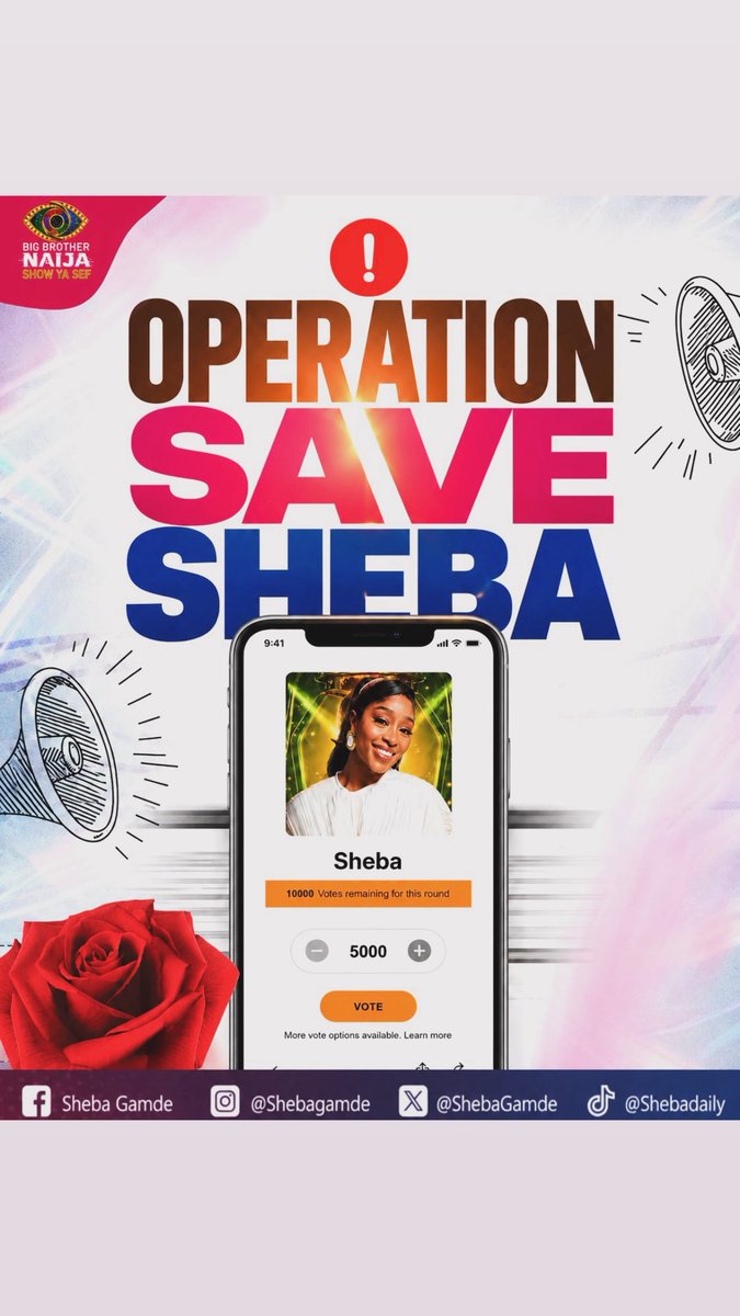 ShebaGamde's tweet photo. ‼️SHEBANGS‼️. 
ARE WE READY??? 
Buckle up. Sheba may be up tonight. 
How many of us are ready to pull up VOTES in numbers for SHEBA?
Indicate in the comments if you’re joining me to save Sheba tonight•
👇🏽👇🏽. 
#BBNaija #ShebaGamde https://t.co/TvvFsmO7th