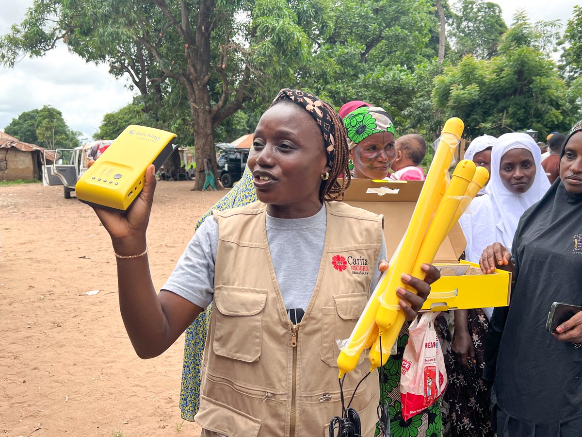 CCFNigeria's tweet photo. In Daudu Community, Makurdi Local Government Area of #benuestate, @CCFNigeria, with funding support from the @Refugees, and @unhcrnigeria, distributed solar household kits to herder households residing along the Zongo–Tatyough Road. The intervention forms part of broader efforts to improve safety, protection, and living conditions for vulnerable populations.

To further enhance community safety, solar streetlights have been installed in both herder and farmer #communities, improving visibility at night and enabling households to carry out essential activities after dark with reduced exposure to protection risks, including snake bites. For beneficiaries, the solar kits provide a reliable source of lighting while contributing to improved living conditions, greater security, and peace of mind.

The intervention reflects the commitment of @CCFNigeria, with support from @unhcrnigeria, to inclusive protection, ensuring vulnerable populations are reached without discrimination while promoting peaceful coexistence and stronger relationships between communities.

Caritas Nigeria together with @unhcrnigeria  remains committed to building safer and more peaceful communities where everyone can live with dignity and hope.

#SDG7
#UNHCR
#protection
#CommunityProtection
#PeacefulCoexistence
#CommunityResilience