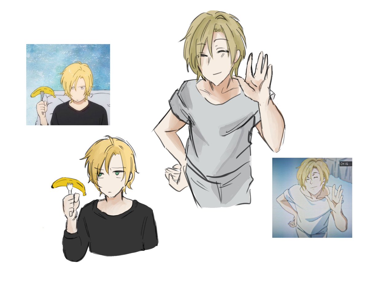 jb7dd's tweet photo. 色塗りしたので再掲🍌🐟#BANANAFISH https://t.co/5uHv58r5bf