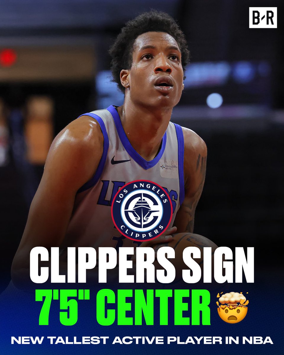 BleacherReport's tweet photo. Clippers have signed 7'5" center Jamarion Sharp to a two-way contract 🔥

Sharp is now the tallest active player in the NBA, ahead of Wemby and Zach Edey 🤯 https://t.co/93VUGmrKXD