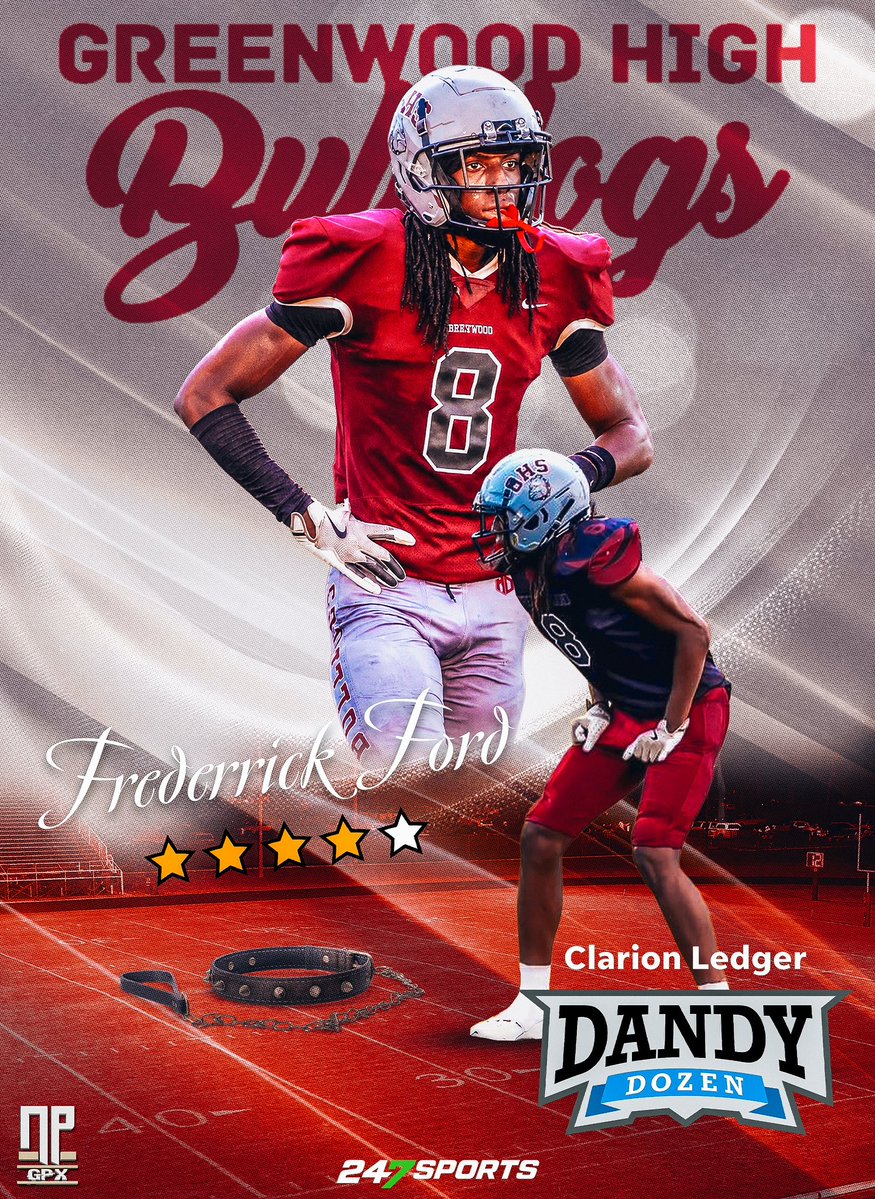 NathanPurvis's tweet photo. Congratulations to Frederrick Ford (@ford_prodigy) for being selected to the 2026 Clarion Ledger Dandy Dozen! 

The @247sports 4⭐️ linebacker from Greenwood High School (Greenwood, MS), is currently committed to the Michigan Wolverines. https://t.co/05EYKVcC7q