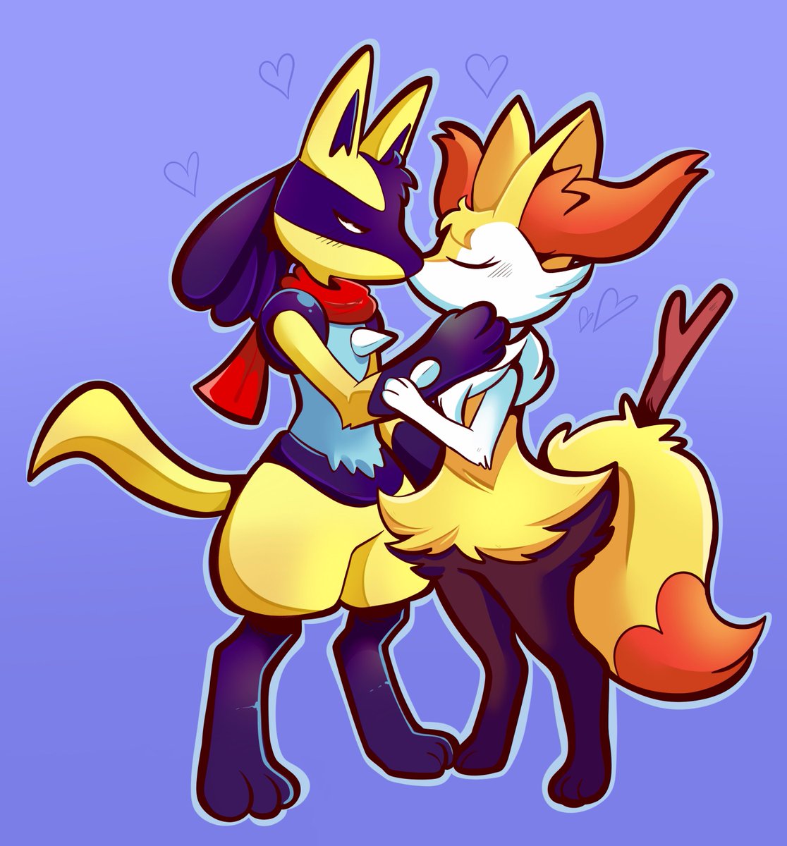 HuatayF's tweet photo. Kissy oc comm 

#pokemon #oc #lucario #braixen #pokemonoc https://t.co/lpnzW6ojp1