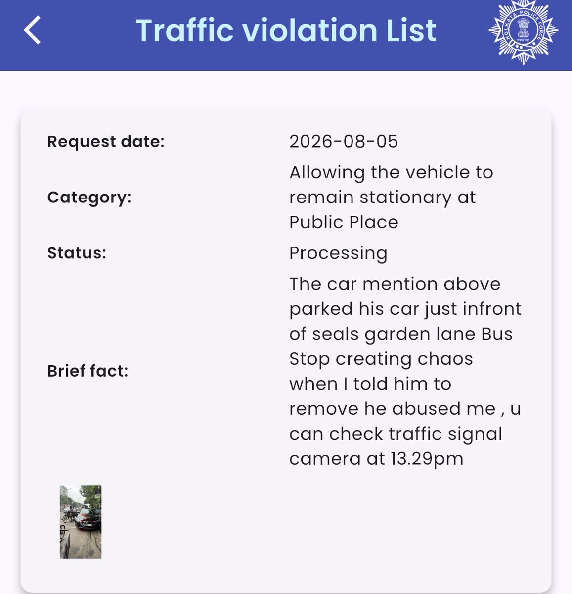 InvincibleBasu's tweet photo. @KPTrafficDept Reported in Good faith and trust that action will be taken but after 5 days still nothing, sent photo proof with time to check traffic cctv as reference https://t.co/NgDDmEQ7F6