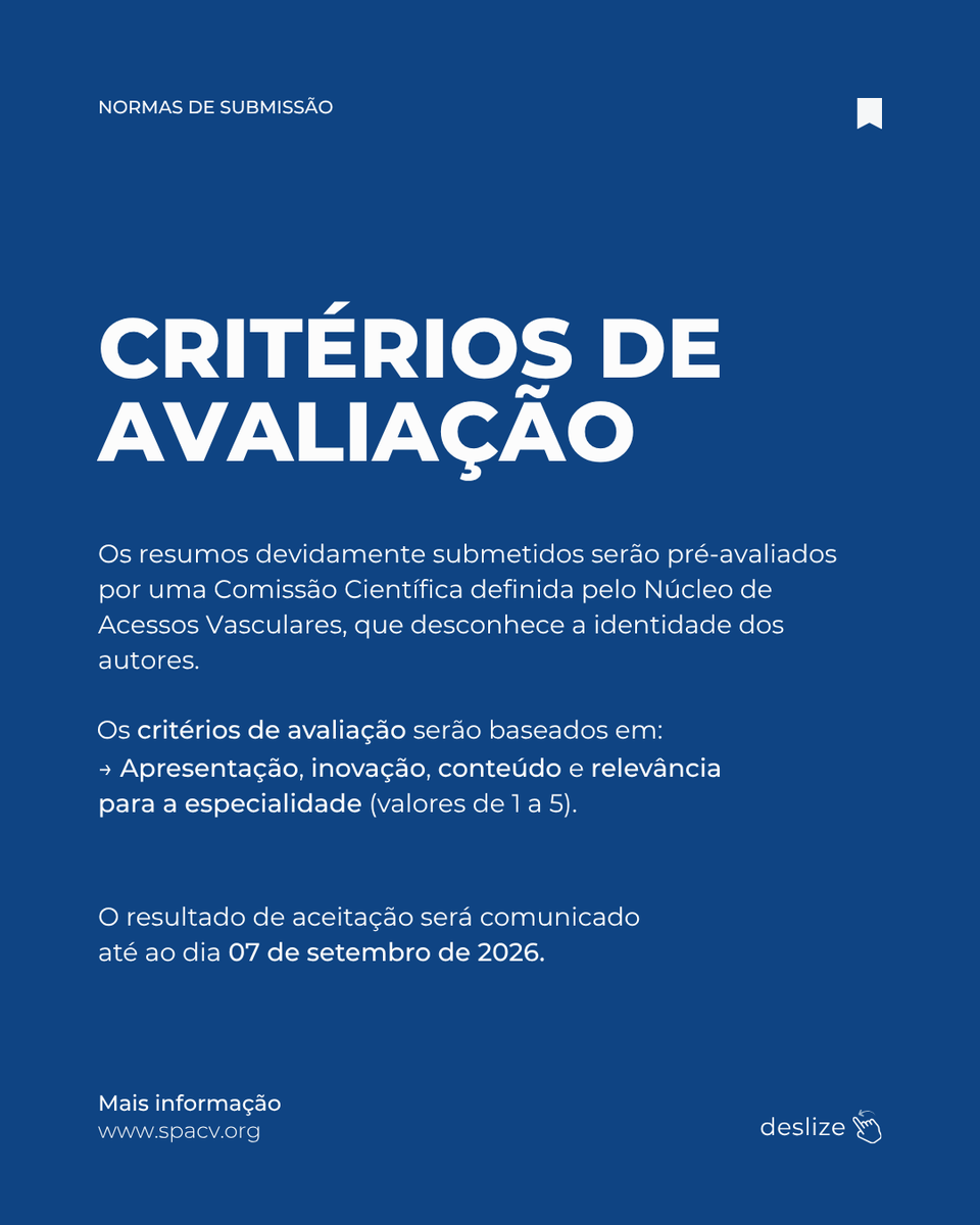 spacvoficial's tweet photo. Submeta o seu abstract para a Reunião de Acessos Vasculares e Transplantação da @SPACV (25/09 na FMUL)

Estudos Originais, Revisões ou Casos Clínicos
📩 Envio até 01/09
🎟️ Desconto de inscrição até 01/09

Normas completas: https://t.co/JRYqRI0YDt https://t.co/uuJhXsBBAo